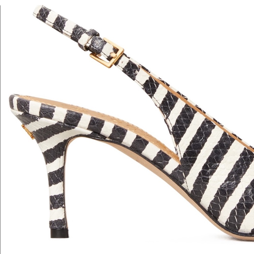 NEW Tory Burch Black and White Penelope 65mm Cap Toe Slingback Pump - Picture 4 of 5